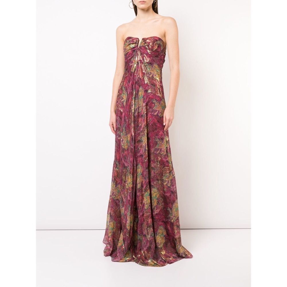 Anthropologie x BHLDN Nicole Miller Nea Embroidered Metallic Maxi Silk Dress